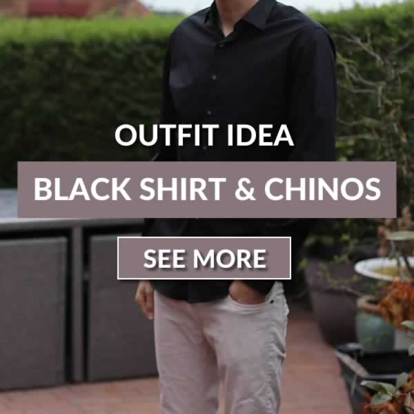 Black Shirt And Beige Chinos Outfit