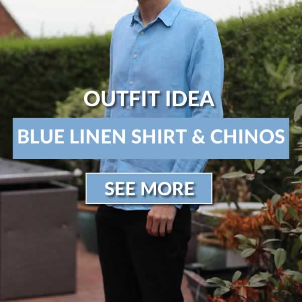 Blue Linen Shirt And Chinos Outfit