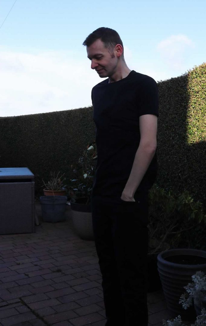 Black Chinos With A Black T-Shirt