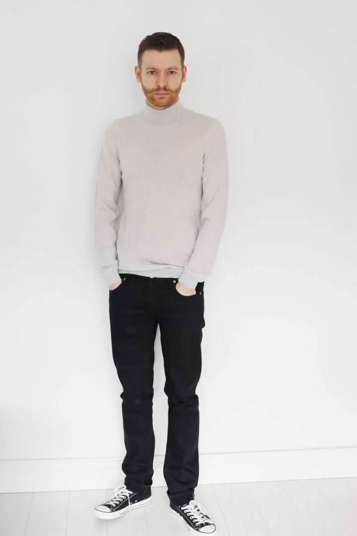 Black Jeans With Roll Neck Knit