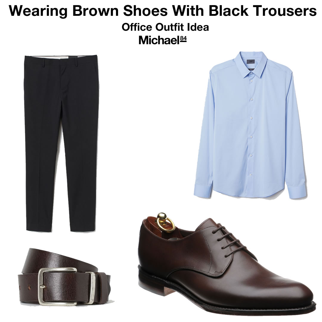 brown shoes black pants office outfit mens fashion tips michael84