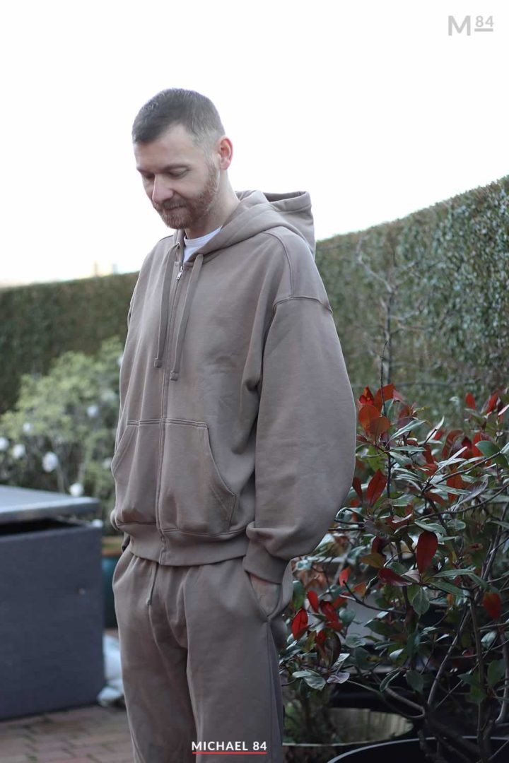 H&M Blank Staples Beige Joggers And Hoodie Outfit