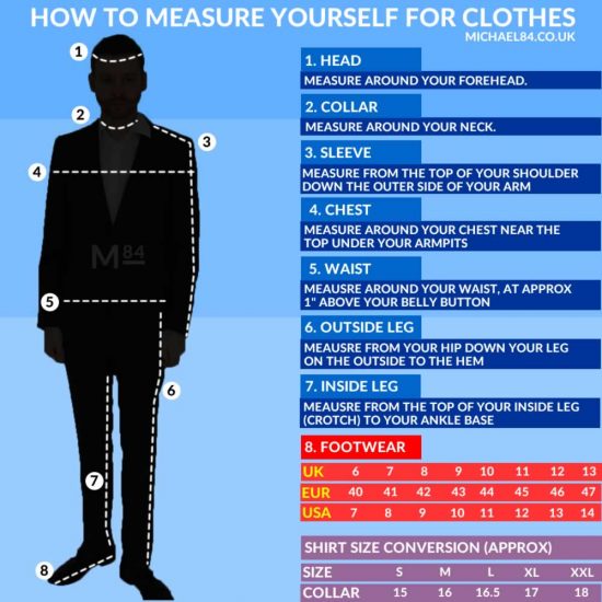 How To Measure Your Body For Clothes - Men's Size Guide | Michael 84