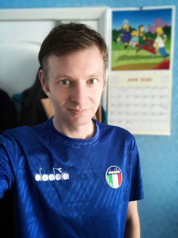 Wearing My Retro Italy Diadora Football Shirt