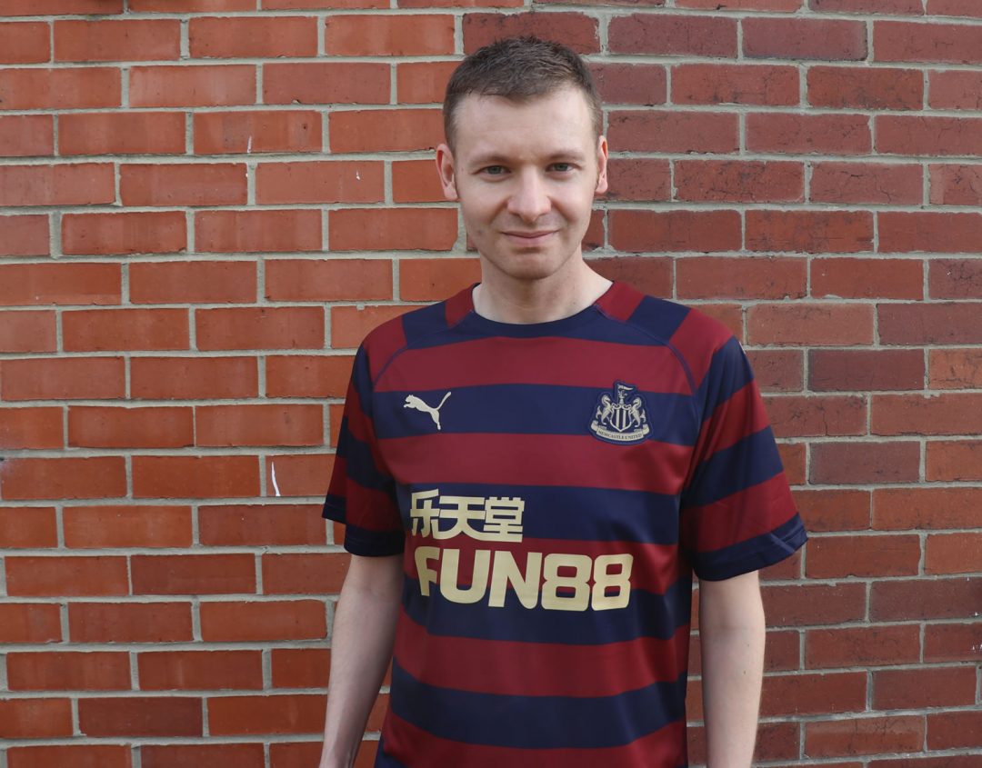 Wearing my Newcastle Away Shirt 2018-19