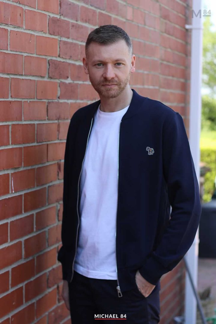 Paul Smith Zebra Bomber Jacket In Navy Outfit