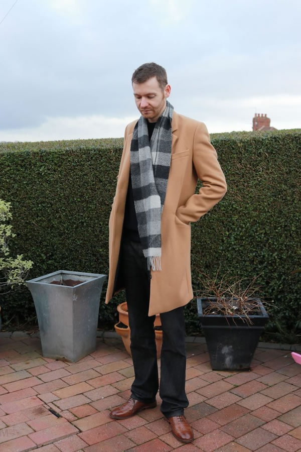 blue-plaid-coat-brown-gingham-shirt-vest-wearing-ascot-mens-sharp-casual-winter-outfit-ideas-with-boots-1