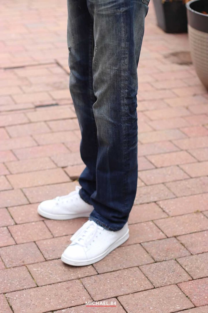 PRPS Light Denim Jeans With White Adidas Stan Smith Trainers