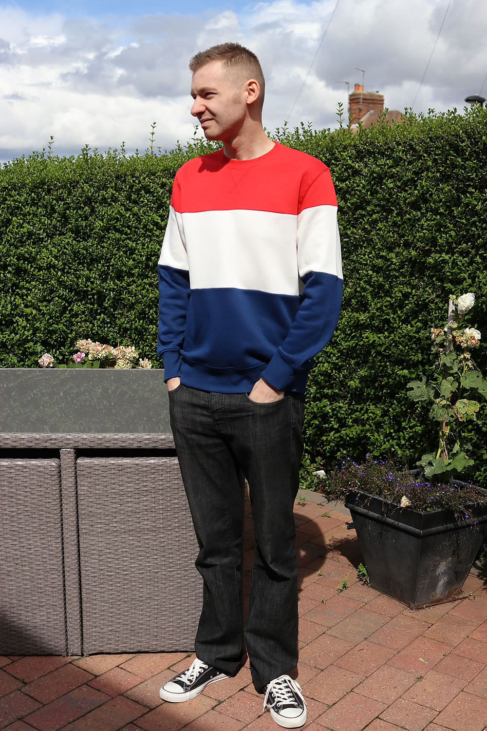 Today's Style: H&M Sweatshirt In Red, White & Blue | Michael 84