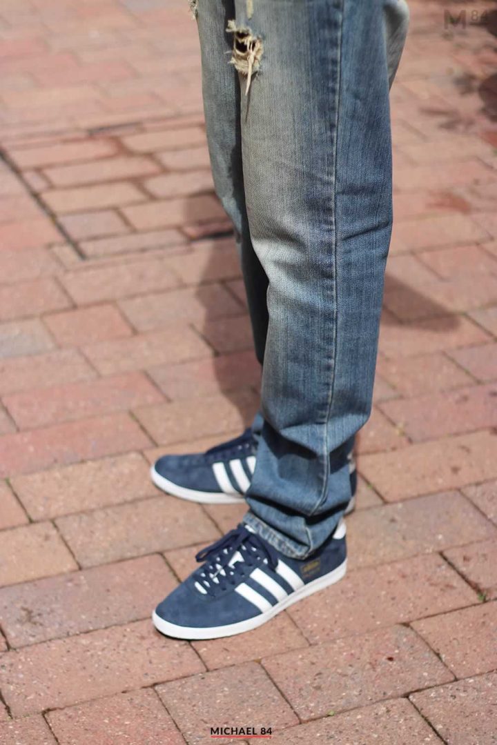 Wearing Ripped Jeans With Adidas Gazelle Trainers