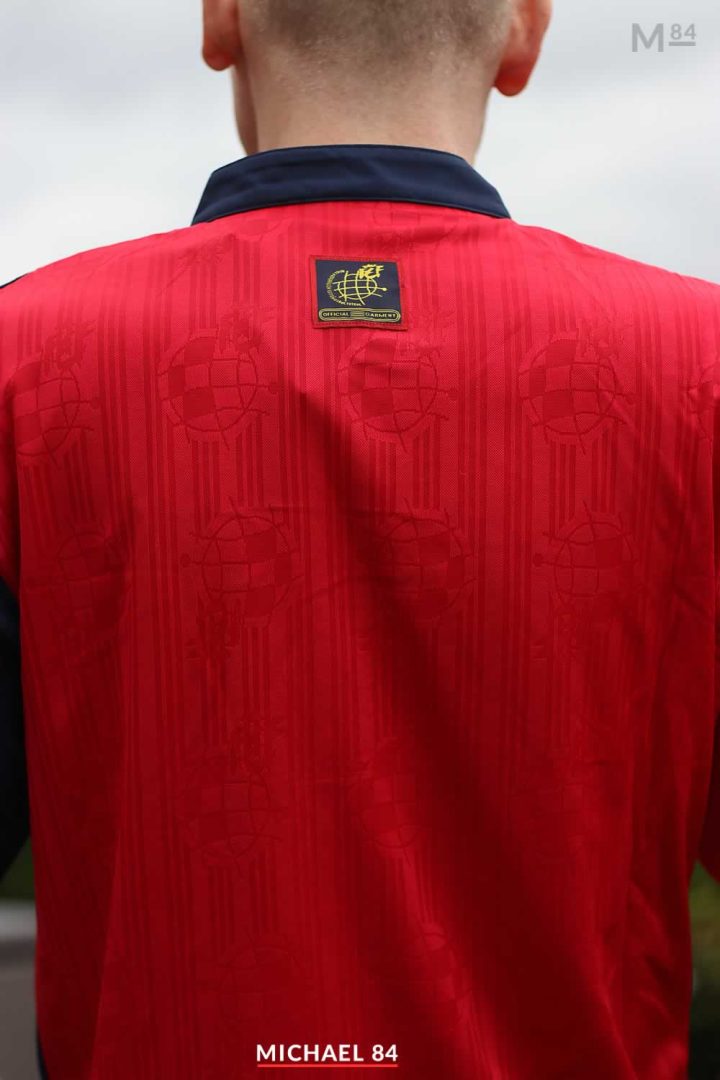 Close up of the back of the Spain shirt