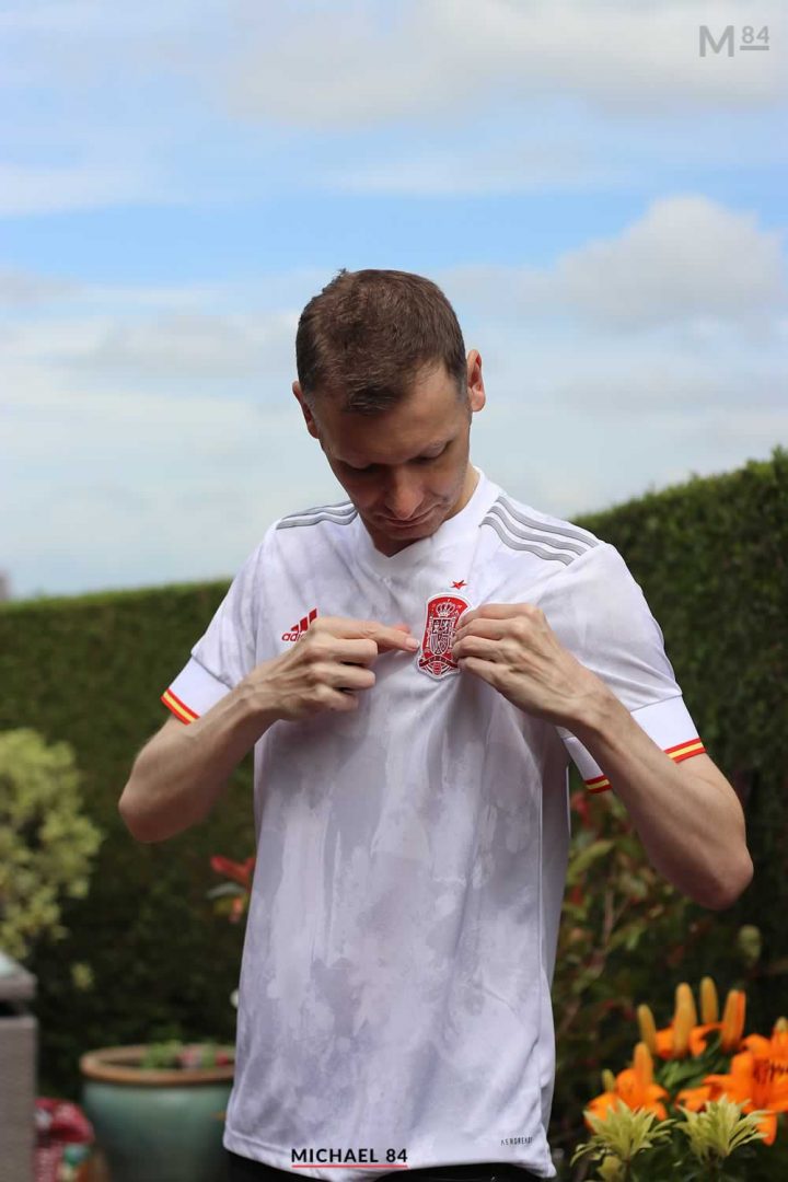 Wearing the Spain away shirt for Croatia vs Spain in last 16 of Euro 2020