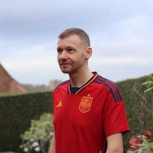 Wearing Spain Home Shirt 2022 By Adidas Michael 84