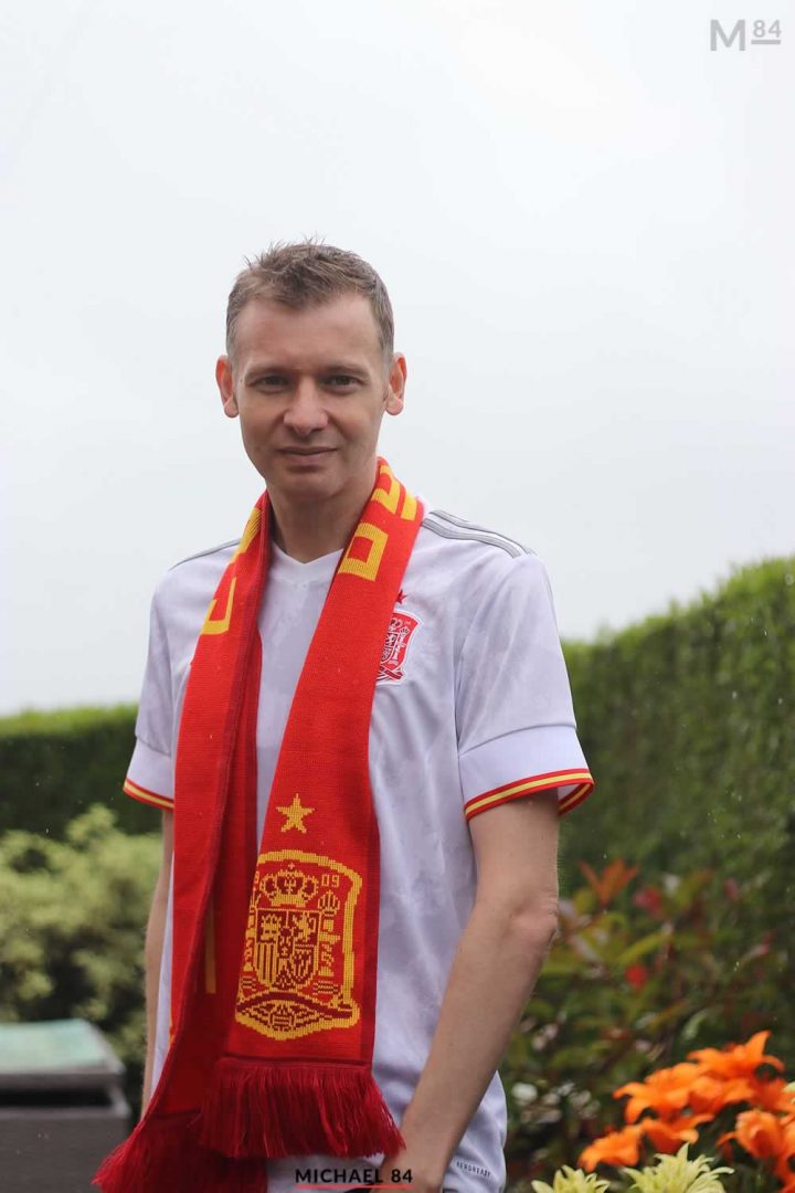 Wearing The Spain Away Shirt For Spain vs Italy In The Euro 2020 Semi Finals