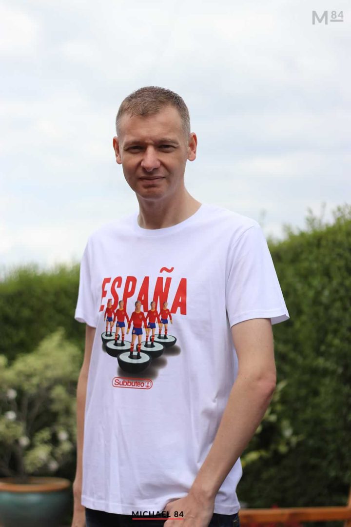 Wearing the Spain Subbuteo T-Shirt