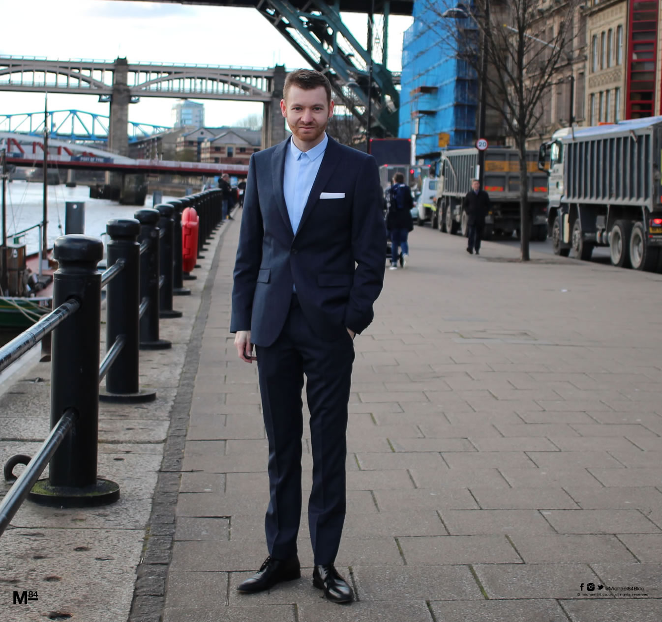 Navy Blue Suit with Black Formal Shoes